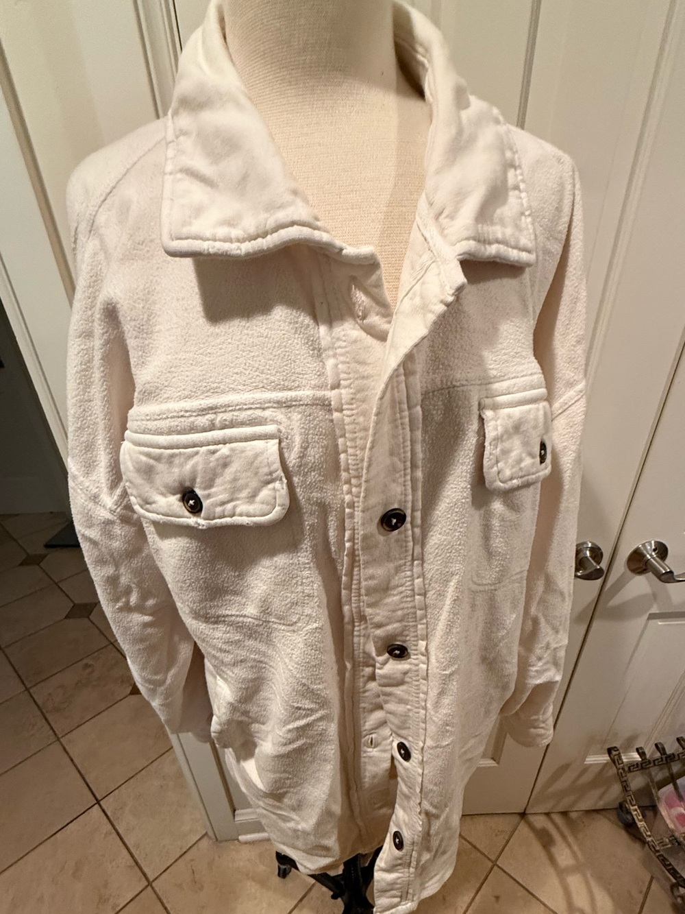 Free People Ruby Shirt Fleece Shacket Jacket Medium Solitary Star Ivory